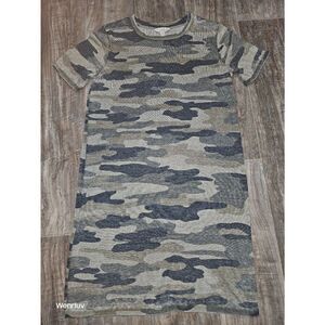 Lucky Brand Womens Shirt Dress Pink Camouflage Short Sleeve Knit Pullover